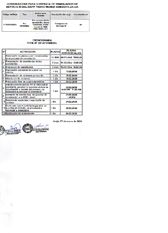 Convocatoria Personal Servicio