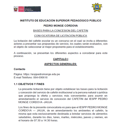 CONVOCATORIA CAFETIN